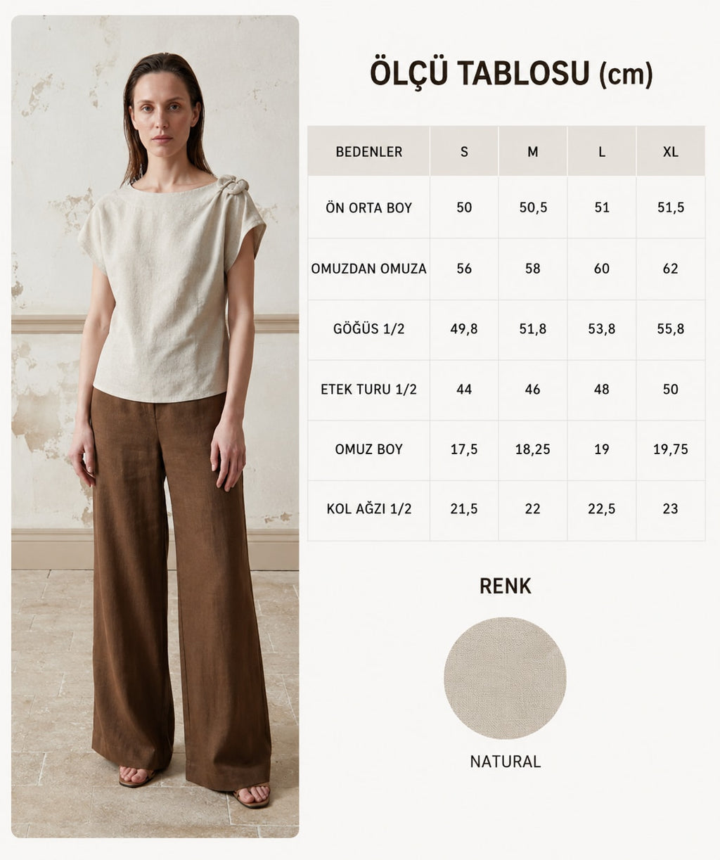 Vela Bluz Doğal Kırışık